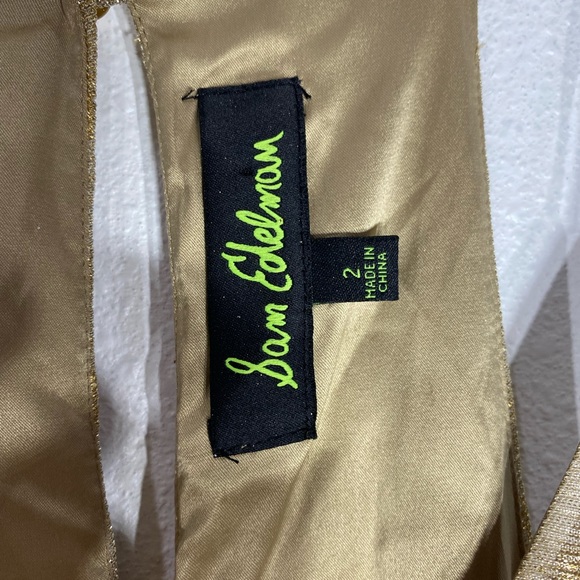 Sam Edelman Gold Metallic V-Neck pleated dress XS - Picture 13 of 15